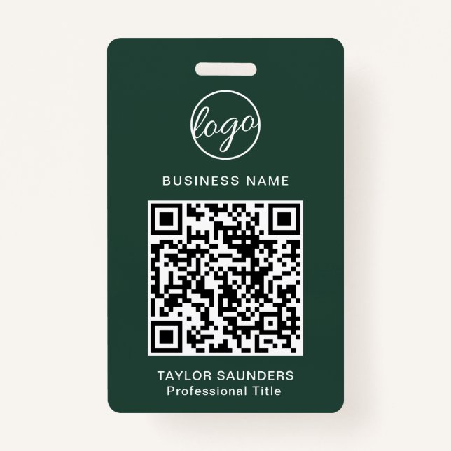 QR-Mitarbeiter-ID für einfachen Waldgrüner Code Ausweis (Vorderseite)