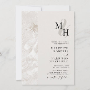 QR-Monogramm-Hochzeit mit neutralen Erdtönen Einladung