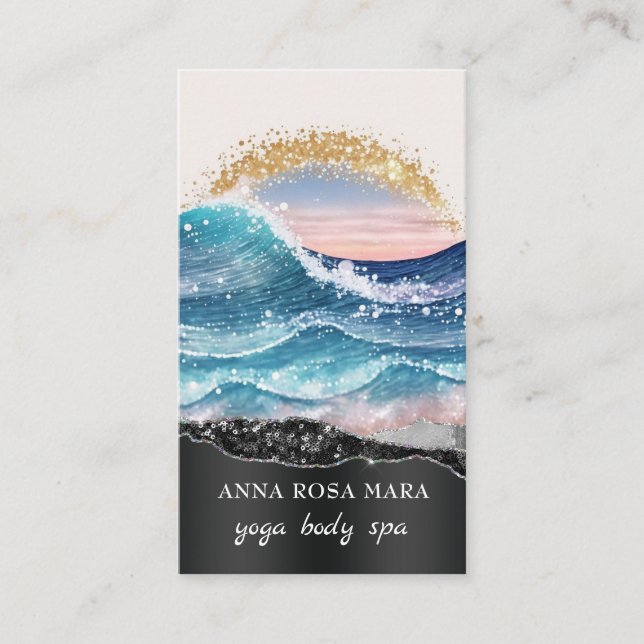 *~* QR Nautical Beach Sand Waves Sea Art Ocean AR7 Visitenkarte (Vorderseite)