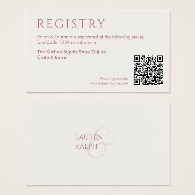 QR Pink & Ivory Geschenkkarte (Vorne & Hinten)