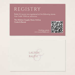 QR Pink & Ivory-Registrierungskarte für Hochzeiten