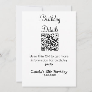 QR-Prüfung Geburtstagsparty Details zum modernen 1 Einladung