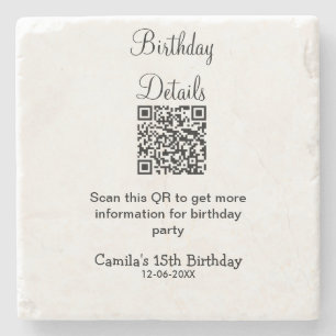QR-Prüfung Geburtstagsparty Details zum modernen 1 Steinuntersetzer