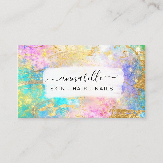 *~* QR Rainbow AP26 Ethereal Gold Glitzer OPAL Visitenkarte (Vorderseite)