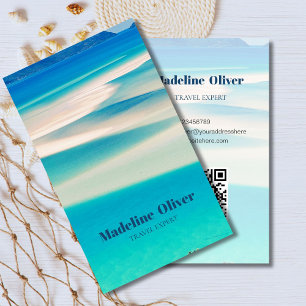 QR Reisen Business Ocean Beach Aqua Blue Visitenkarte