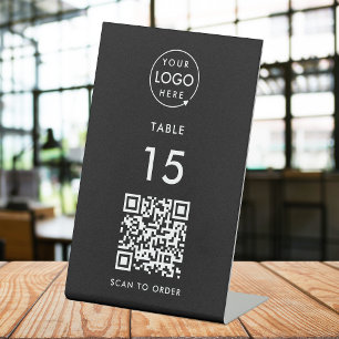 QR-Restaurant Tischnummer Scan Order Black Sockelschild