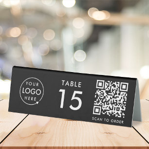 QR-Restaurant Tischnummer Scan Order Black Tischaufsteller