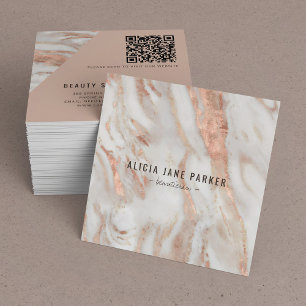 QR-Rose Goldmarmor elegant beruflich Quadratische Visitenkarte