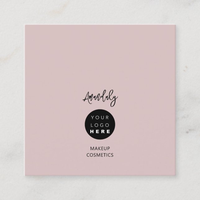 QR-Rose Logo Rosa Minimalismus Elegant Quadratische Visitenkarte (Vorderseite)