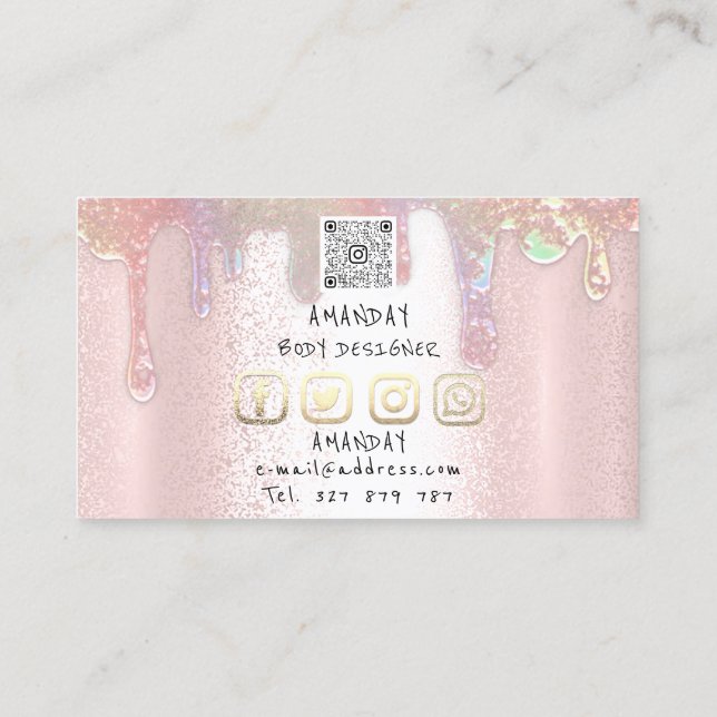 QR-Rose-Soap-Tropfen für Social-Media-Logos Visitenkarte (Rückseite)