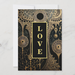 *~ QR RSVP AR26 Goldene Stickerei LOVE26 Luxus-Ho Einladung
