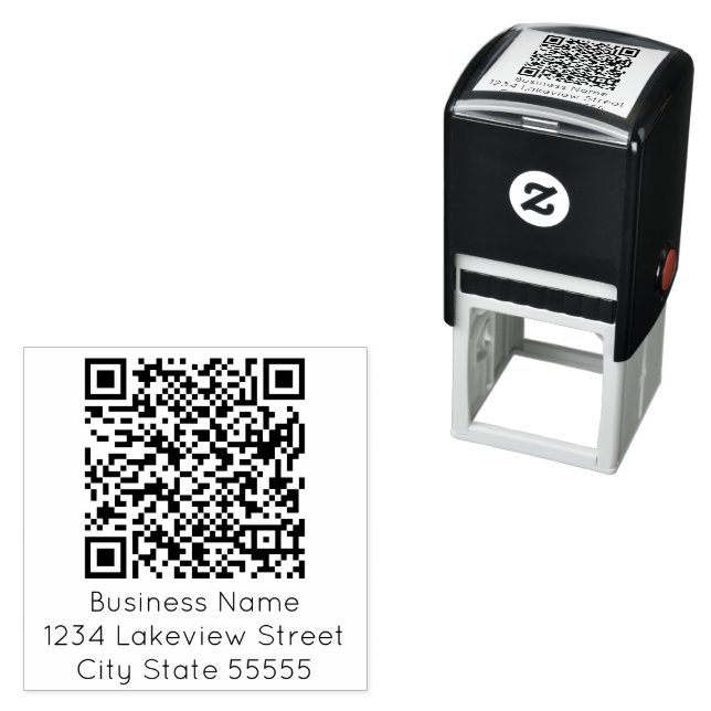QR-Rücksendeadresse für Unternehmensnamen Permastempel (Beispiel)