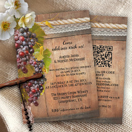 QR Rustikaler Weinanbau Weinberg nach Hochzeit Einladung