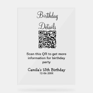 QR scanner anniversaire détails fête moderne 15 an
