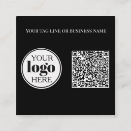 QR-Schwarz-weißes Logo Quadratische Visitenkarte
