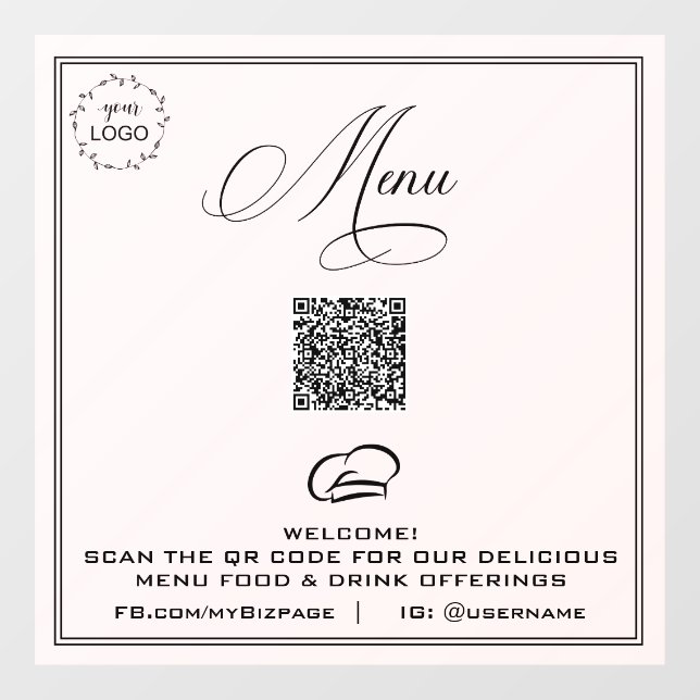 *~* QR Simple Coquillage LOGO MENU  Autocollant po (Feuille)