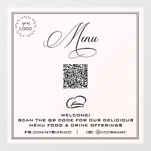 *~* QR Simple Sea Shell LOGO MENU  Fensteraufklebe Fensteraufkleber