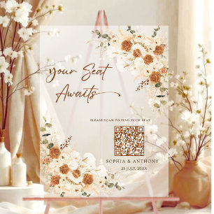 QR-Sitzkarte Akryllische Hochzeitssymbol Acrylschild
