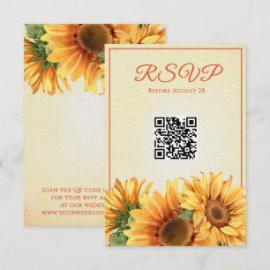 QR Sunflower Wedding RSVP-Karte RSVP Karte