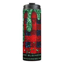 *~* QR SWAG Rustikaler Weihnachtsgrün Glitzer Kari Thermosbecher