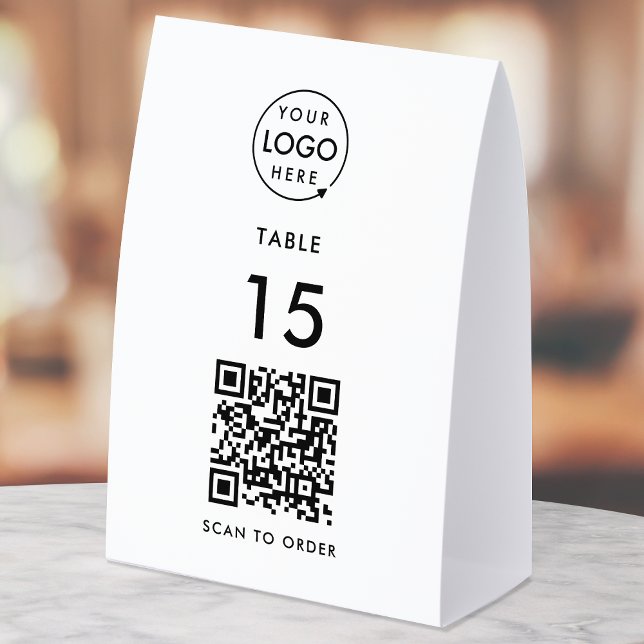 QR Table Tent Sign | Restaurant Cafe Scan to Order Tischaufsteller (Interactive "scan to order" QR code table signs for restaurants, bars, cafes & hospitality events.)