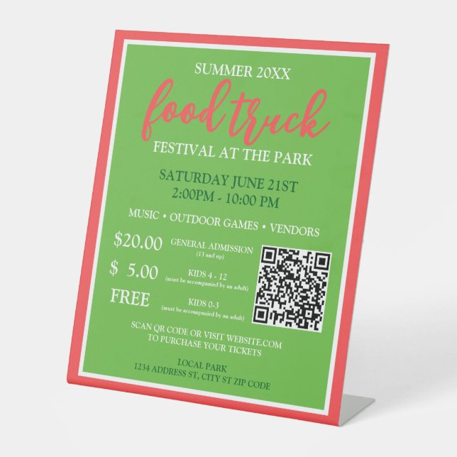 QR-Tickets - Summer Food Truck Festival Sockelschild (Vorderseite)