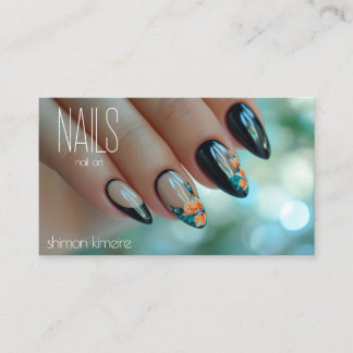 QR Trendy Nail Floral Art Manicurist Visitenkarte