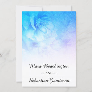 *~* QR UAWG Floral Glitzer Ombre Aqua Blue Wedding Einladung