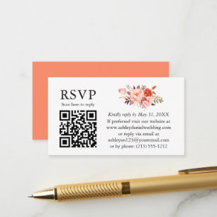 QR-UAWG für Korallenblütenhochzeiten Begleitkarte
