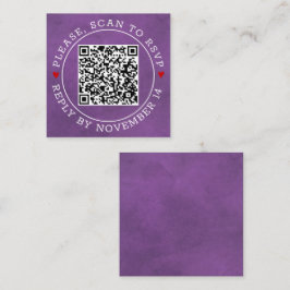 QR UAWG Grenze, Herz befleckt lila Hochzeit Begleitkarte