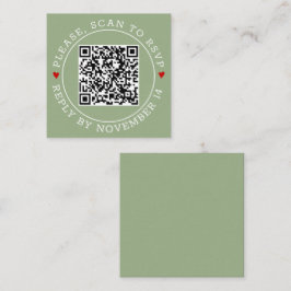 QR UAWG Grenze und Herzen Salbei Grün Hochzeit Begleitkarte