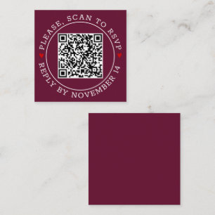 QR UAWG und Herz Bordeaux Hochzeit Begleitkarte