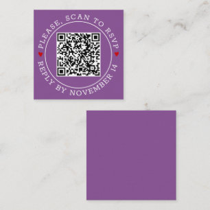 QR UAWG und Herz lila Hochzeit Begleitkarte