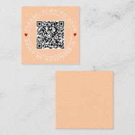 QR UAWG und Herz Pfirsichhochzeit Begleitkarte