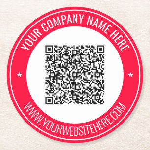 QR-Untersetzer für benutzerdefiniertes Textdokumen Runder Pappuntersetzer