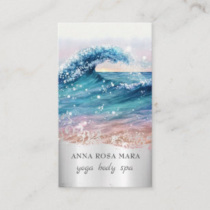 *~* QR Verzierte Beach Waves Ozean AR7 Sandsee Visitenkarte