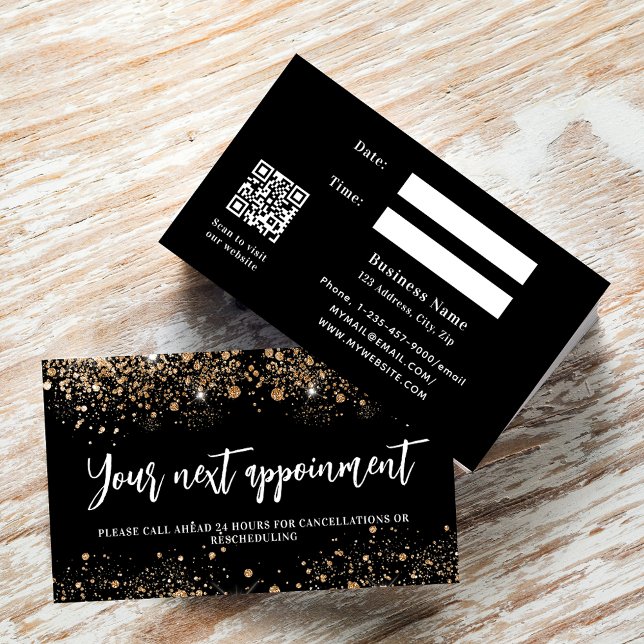 QR-Visitenkarte für Black Gold Glitzer Rabattkarte (Von Creator hochgeladen)