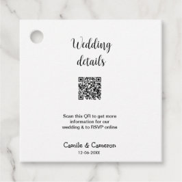 QR WEDING WEBSITE Hinzufügen des Datums Schwarz-we Geschenkanhänger