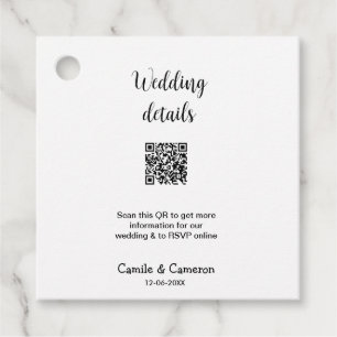 QR WEDING WEBSITE Hinzufügen des Datums Schwarz-we Geschenkanhänger