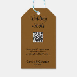 QR WEDING WEBSITE Hinzufügen des Datums Schwarz-we Geschenkanhänger