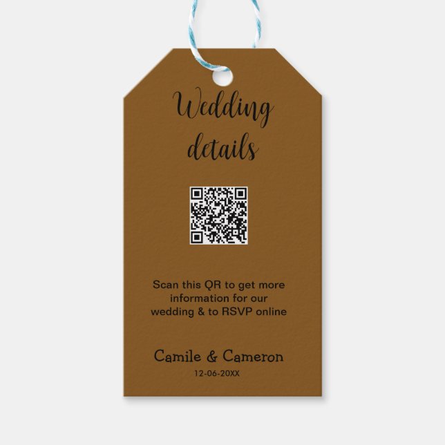 QR WEDING WEBSITE Hinzufügen des Datums Schwarz-we Geschenkanhänger (Vorderseite)