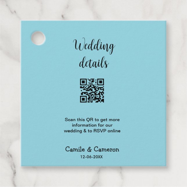 QR WEDING WEBSITE Hinzufügen des Datums Schwarz-we Geschenkanhänger (Vorderseite)