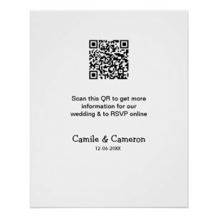 QR WEDING WEBSITE Hinzufügen des Datums Schwarz-we Poster