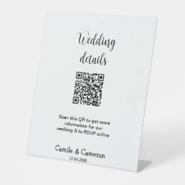 QR WEDING WEBSITE Hinzufügen des Datums Schwarz-we Sockelschild