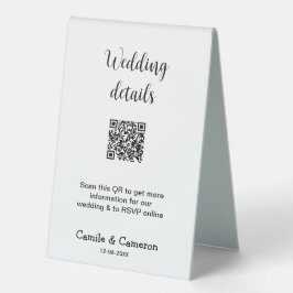QR WEDING WEBSITE Hinzufügen des Datums Schwarz-we Tischaufsteller