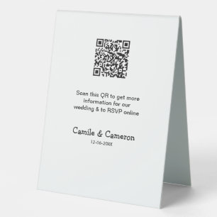 QR WEDING WEBSITE Hinzufügen des Datums Schwarz-we Tischaufsteller