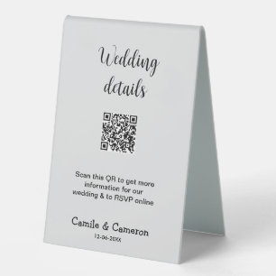 QR WEDING WEBSITE Hinzufügen des Datums Schwarz-we Tischaufsteller
