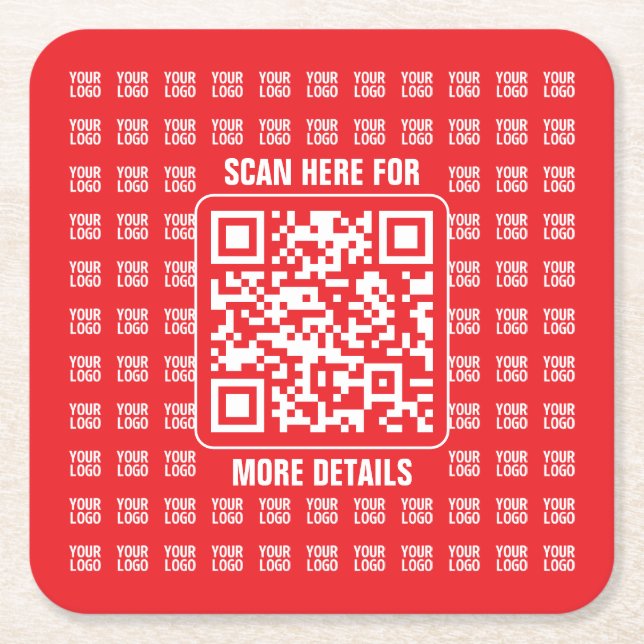 QR-Werbecode (editierbar) mit Logo-Muster Rechteckiger Pappuntersetzer (Vorderseite)