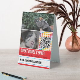 QR-Werbezeichen für Großdane-Kennel Tischaufsteller