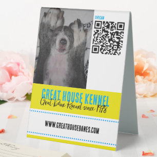 QR-Werbezeichen für Großdane-Kennel Tischaufsteller